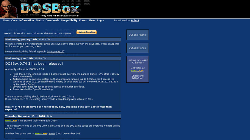 DOSBox Landing Page