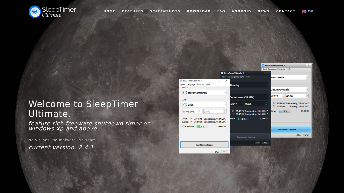 SleepTimer Ultimate Landing page