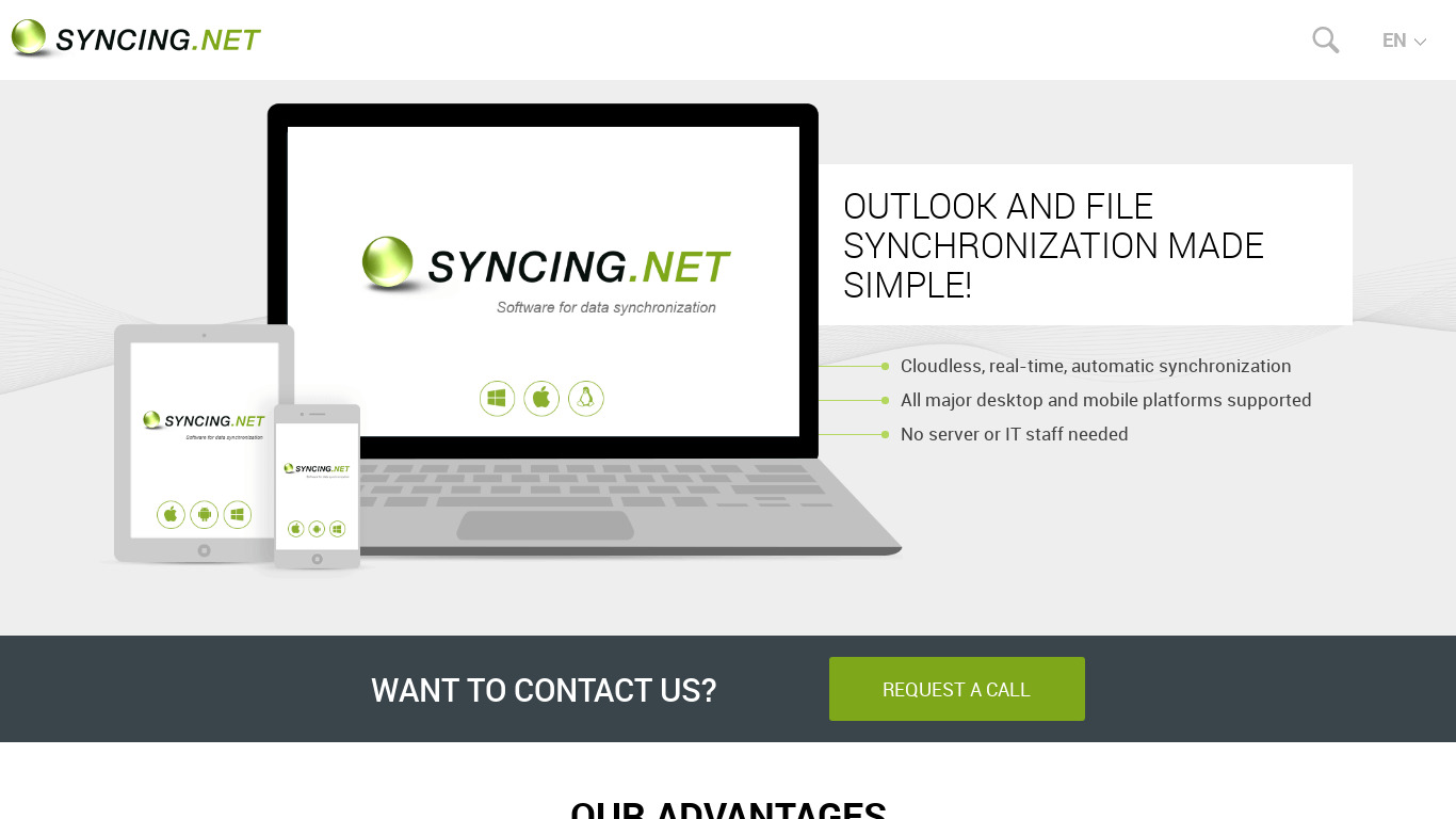 SYNCING.NET Landing page