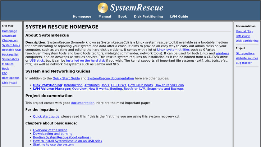 SystemRescueCd Landing Page