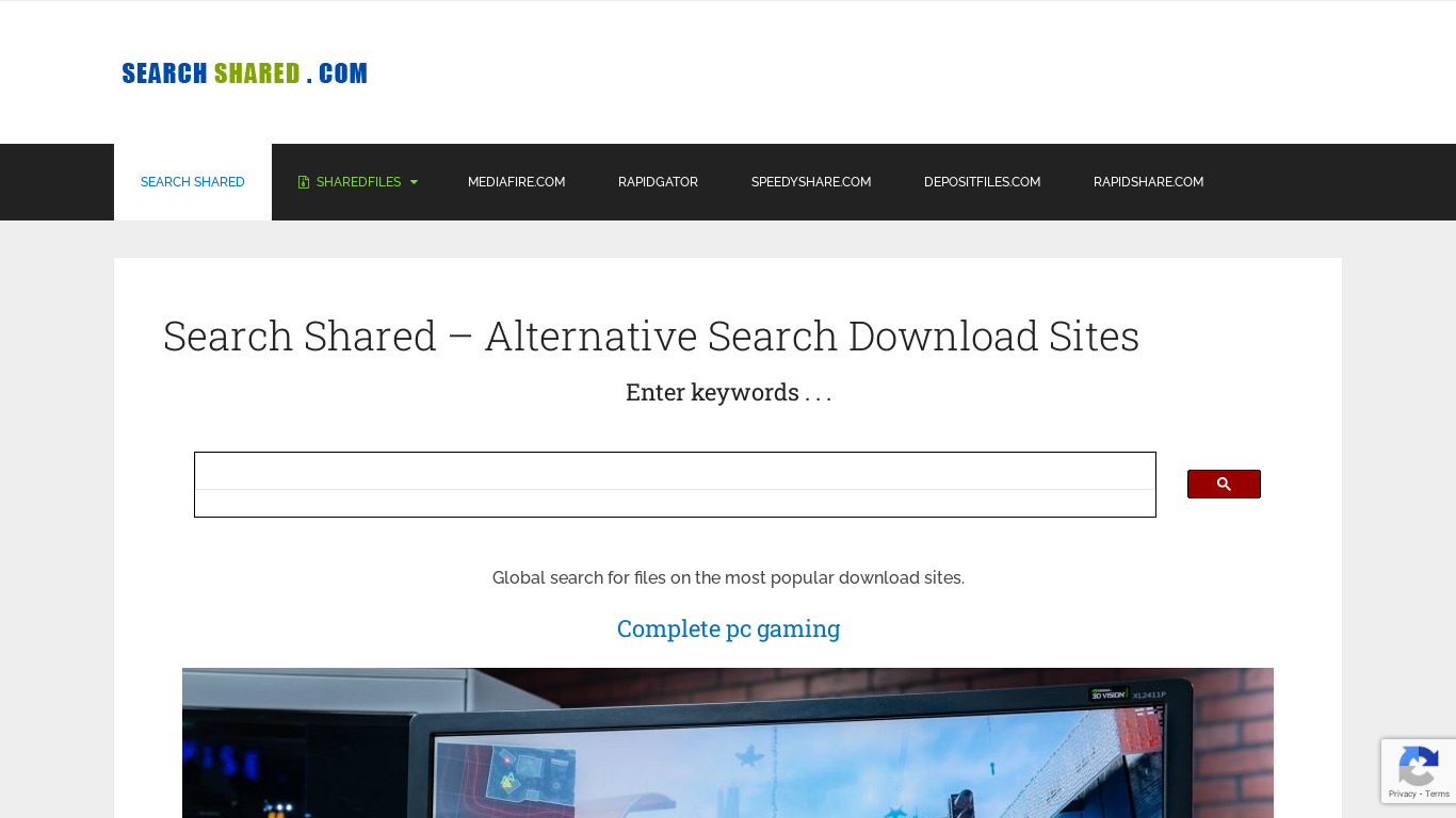 Rapidshare Search Shared Files Landing page