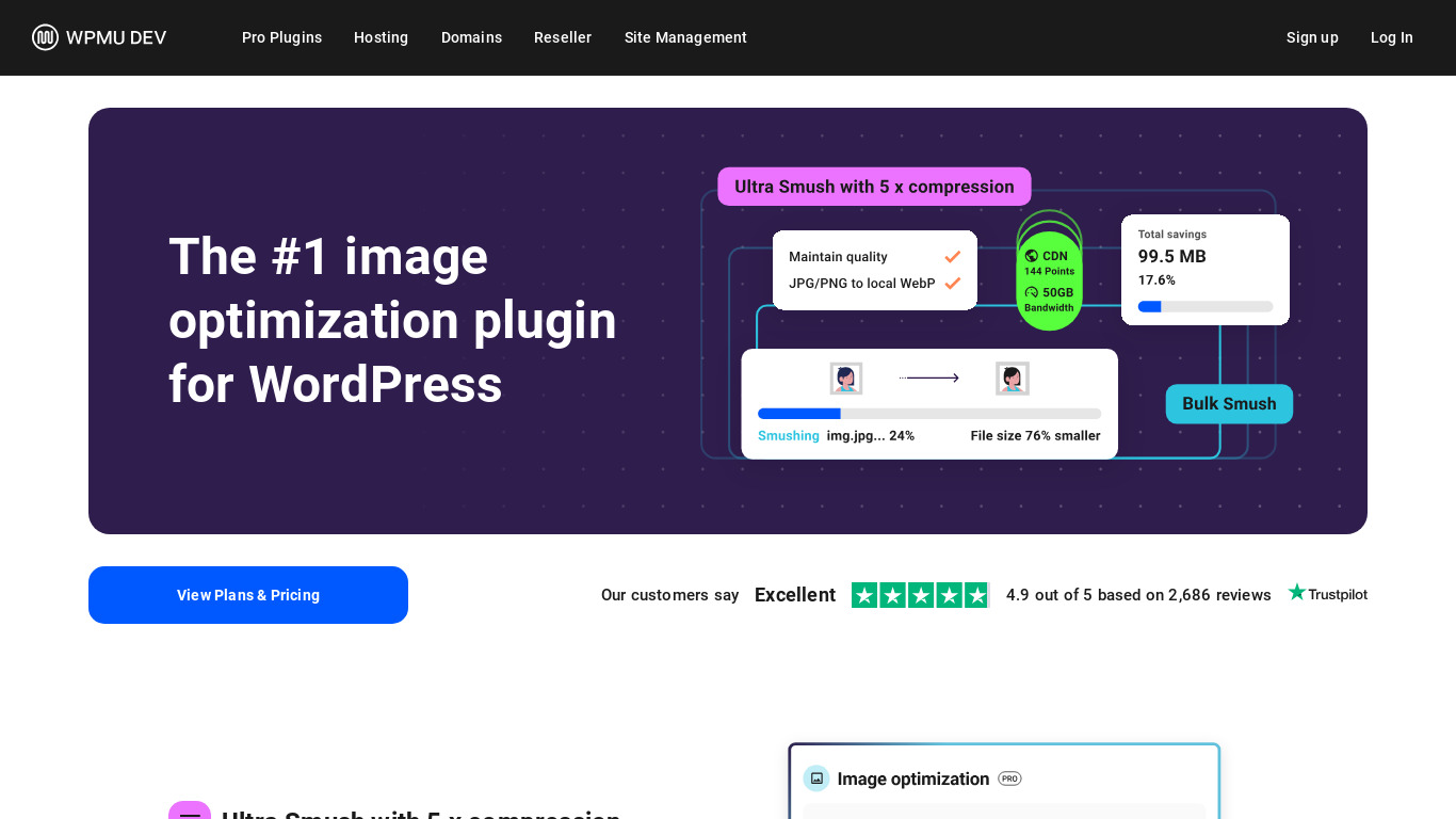 WP Smush Landing page