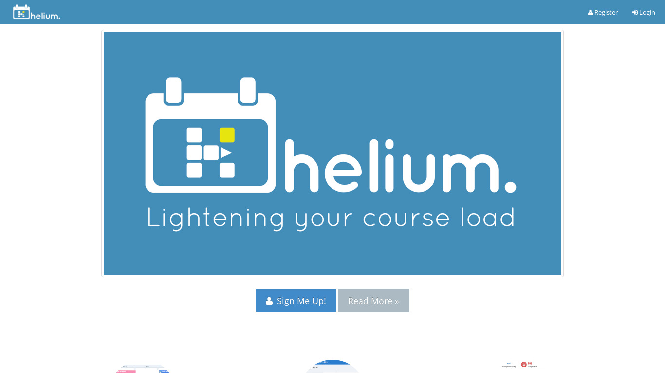 Helium Student Planner Landing page