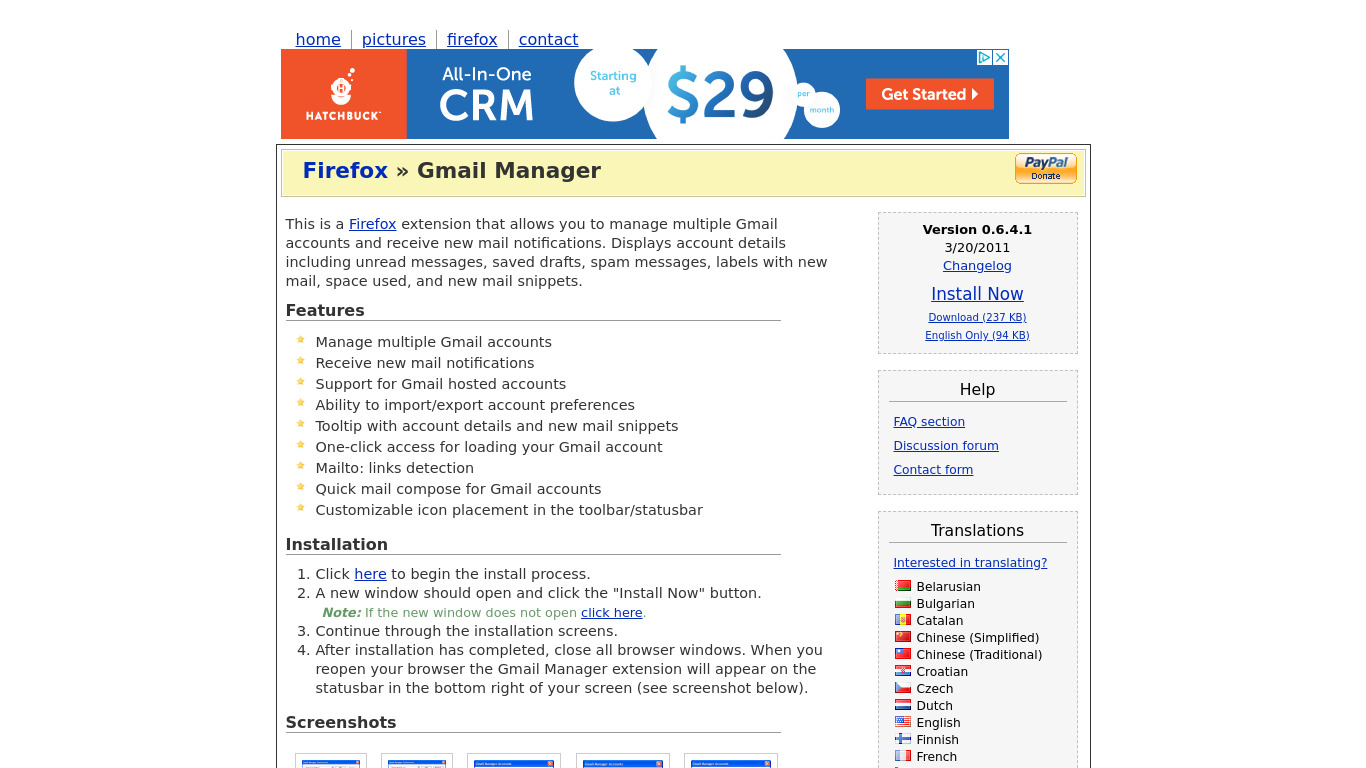 Gmail Manager Landing page