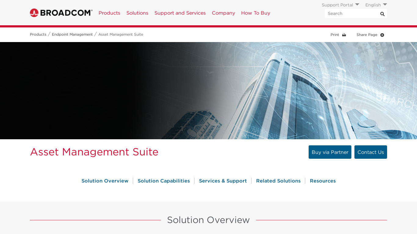 Symantec Asset Management Suite Landing page