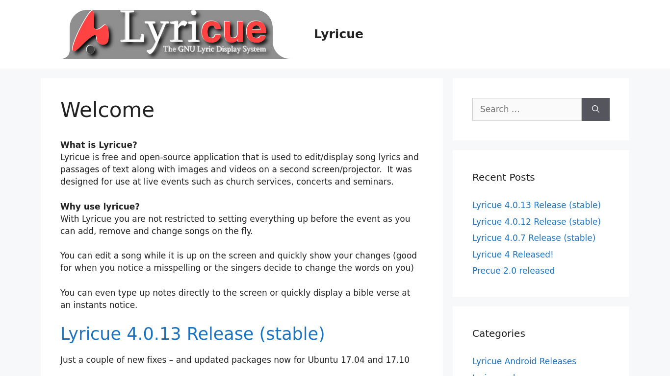 Lyricue Landing page