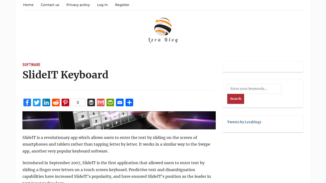 SlideIT Keyboard Landing page