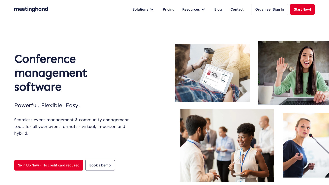 MeetingHand Event Management Software Landing page