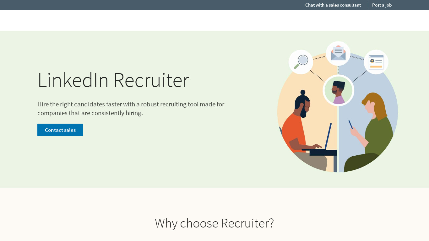 LinkedIn Recruiter Landing page