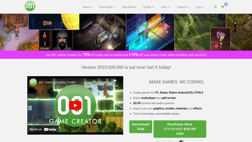 001 Game Creator Landing Page