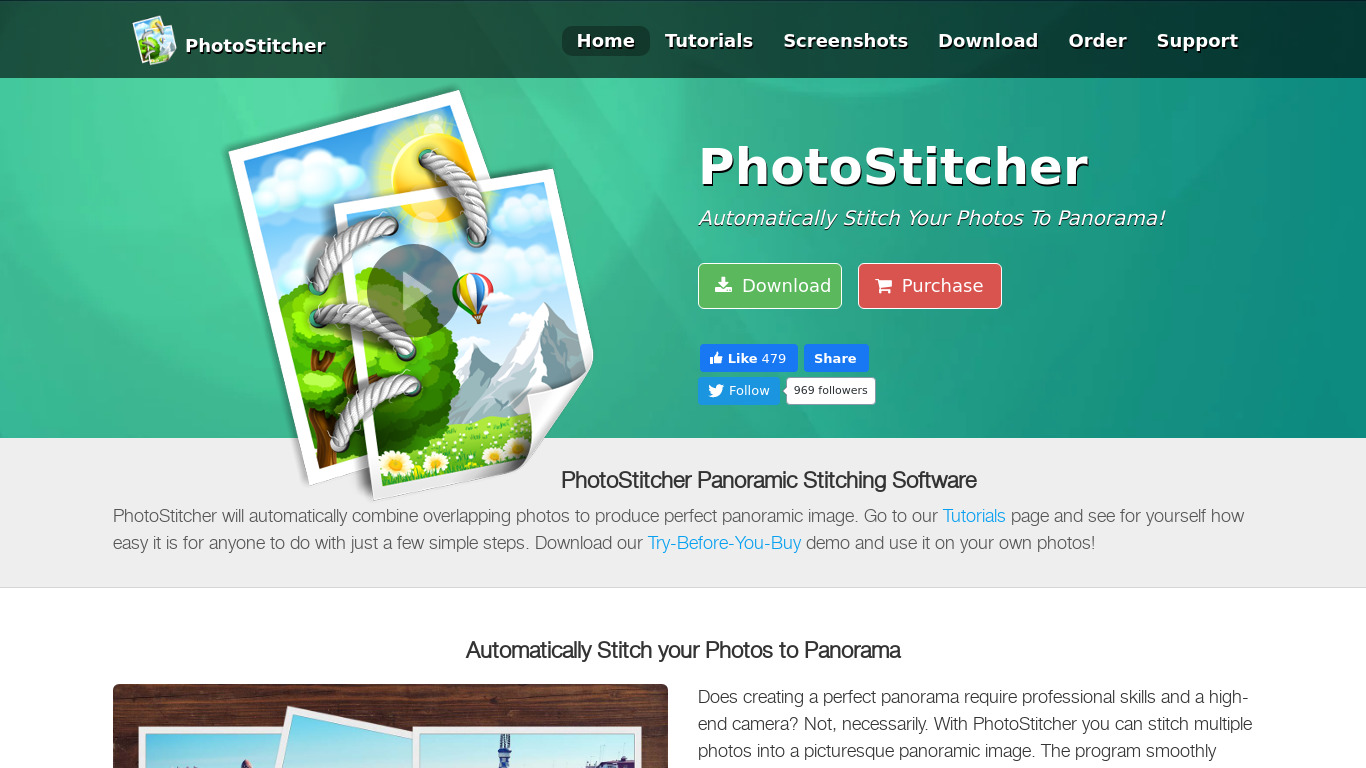PhotoStitcher Landing page