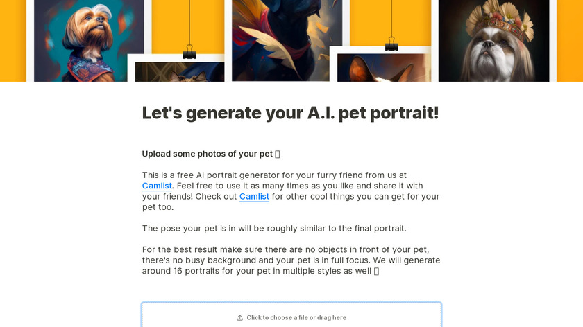 AI Pet Portraits Landing Page
