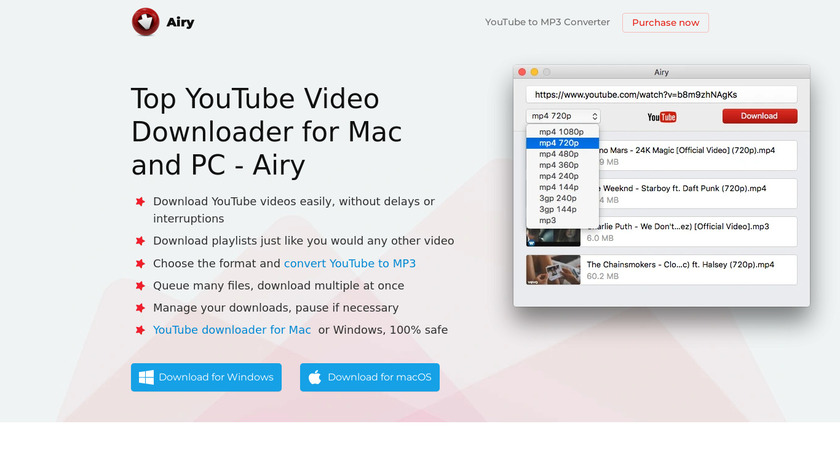 Airy YouTube to MP3 Converter Landing Page