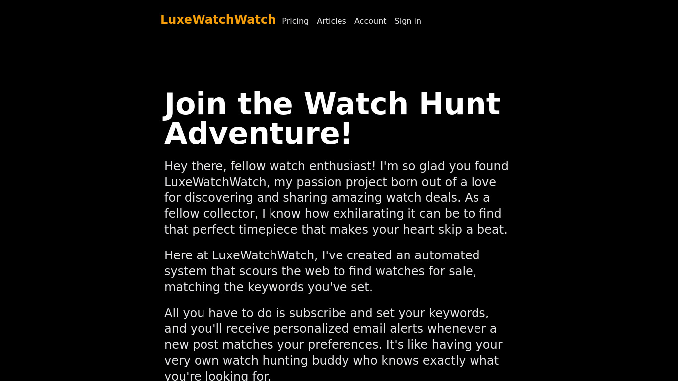 LuxeWatchWatch Landing page