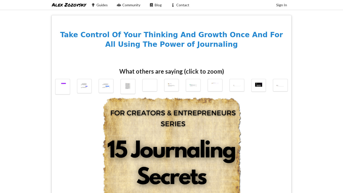 15 Journaling Secrets eBook Landing page