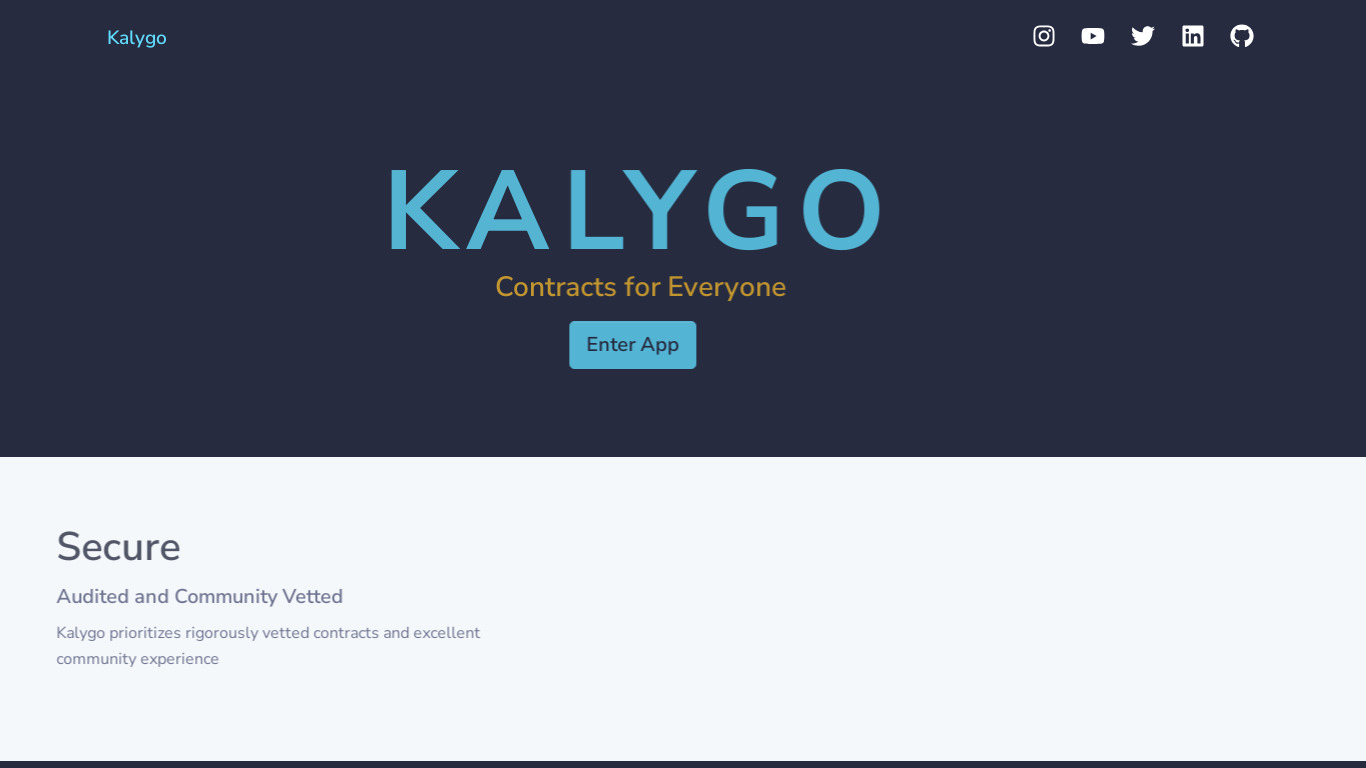 Kalygo Landing page