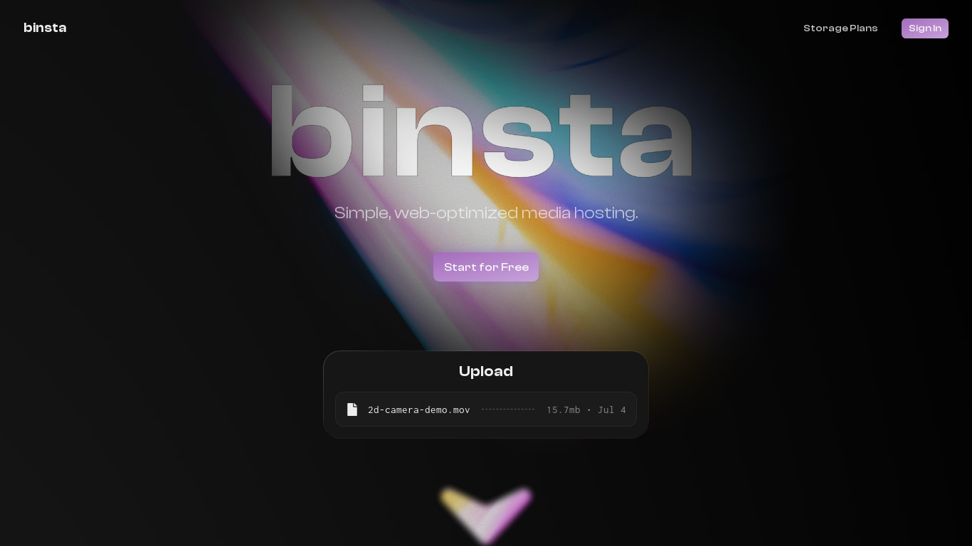 binsta Landing page