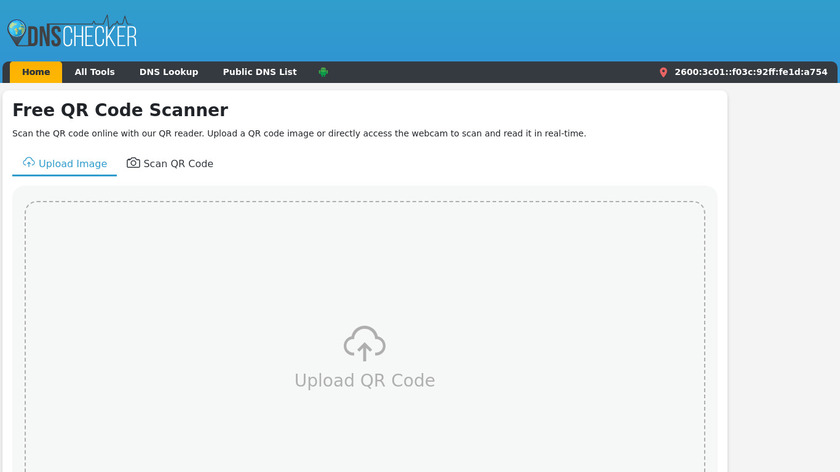 DNSChecker.org QR Code Scanner Landing Page