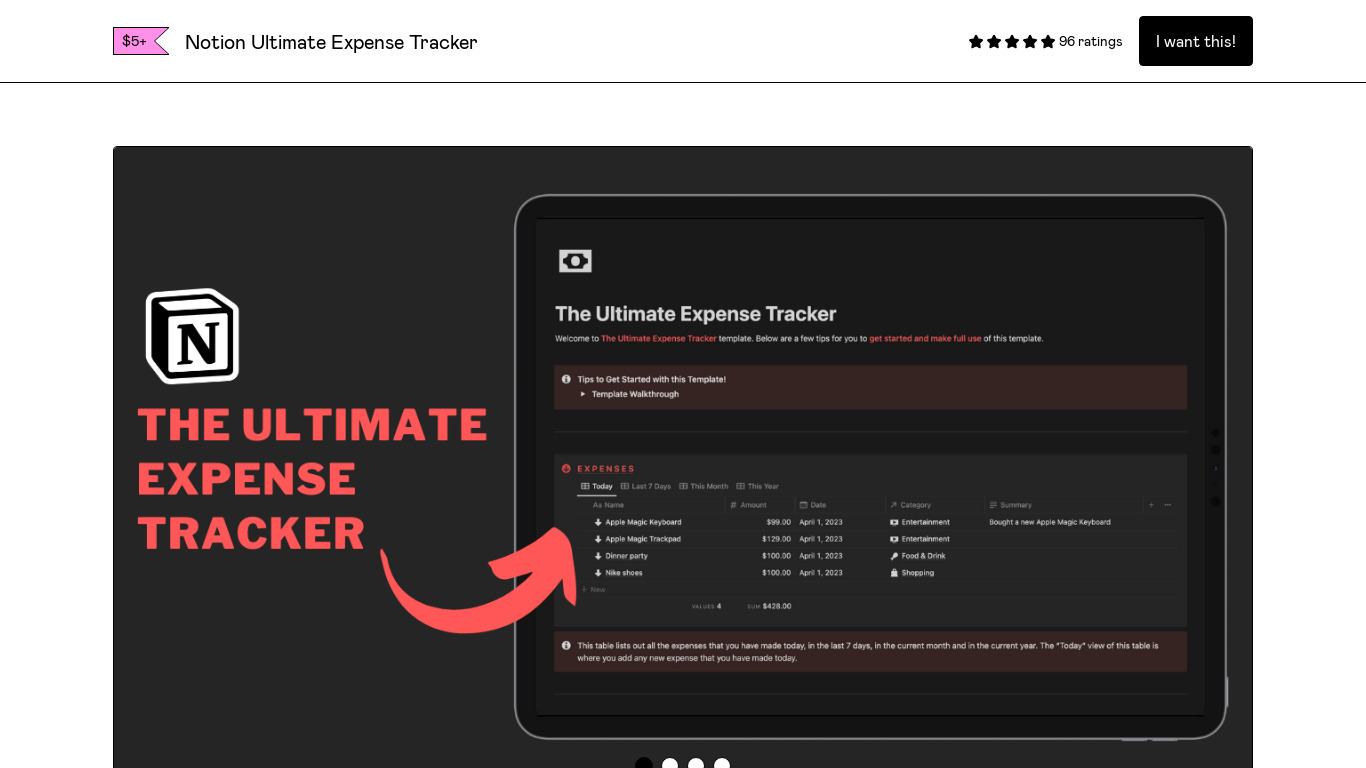 The Ultimate Expense Tracker Landing page