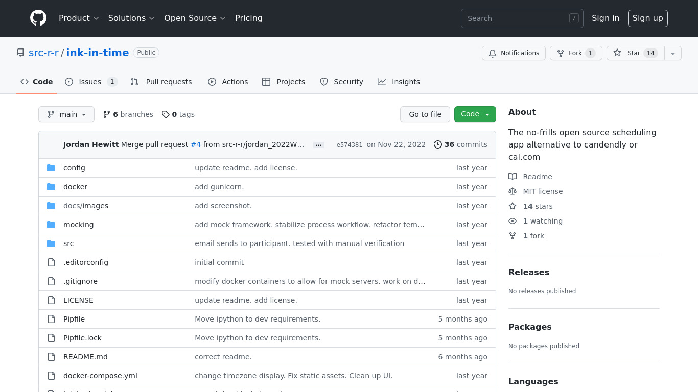 Ink-In-Time Landing page