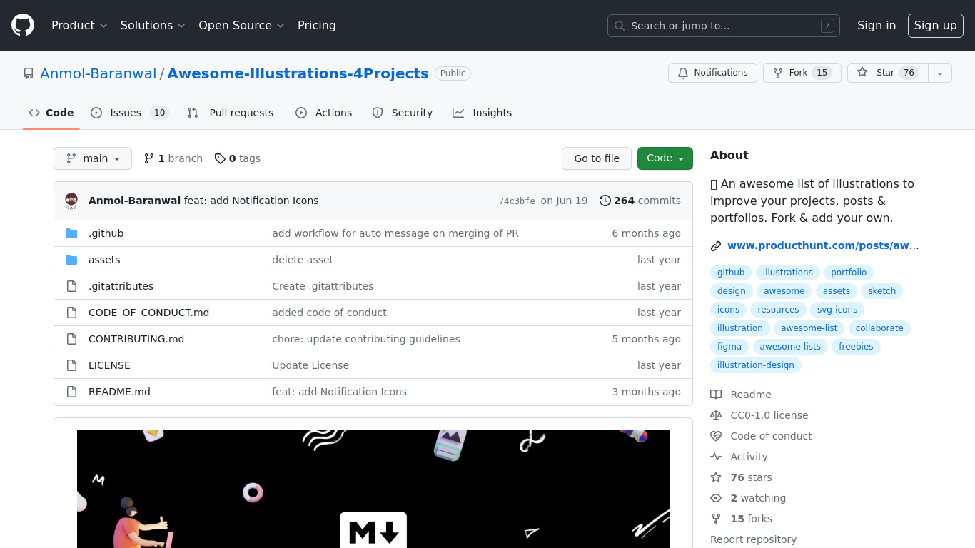 Awesome illustrations for Projects Landing page