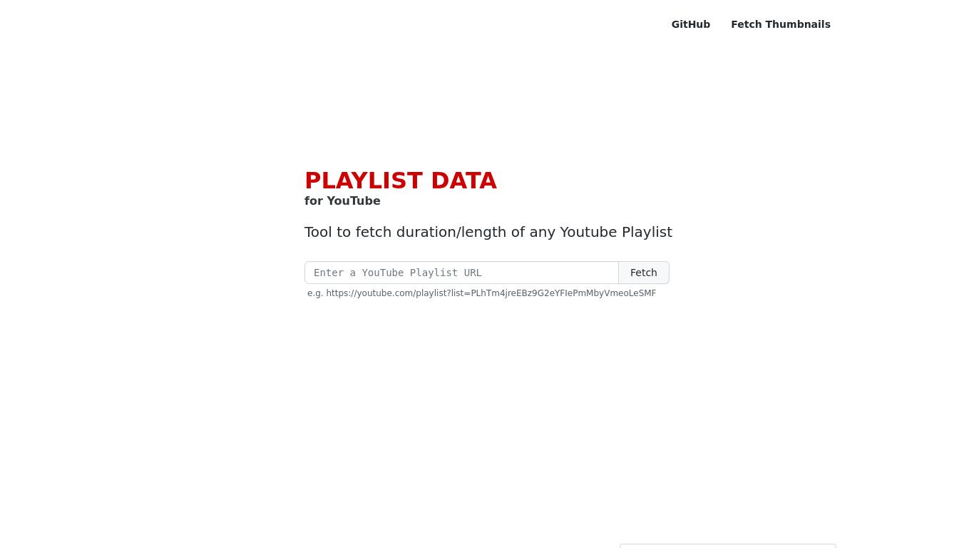 Playlist Data Landing page