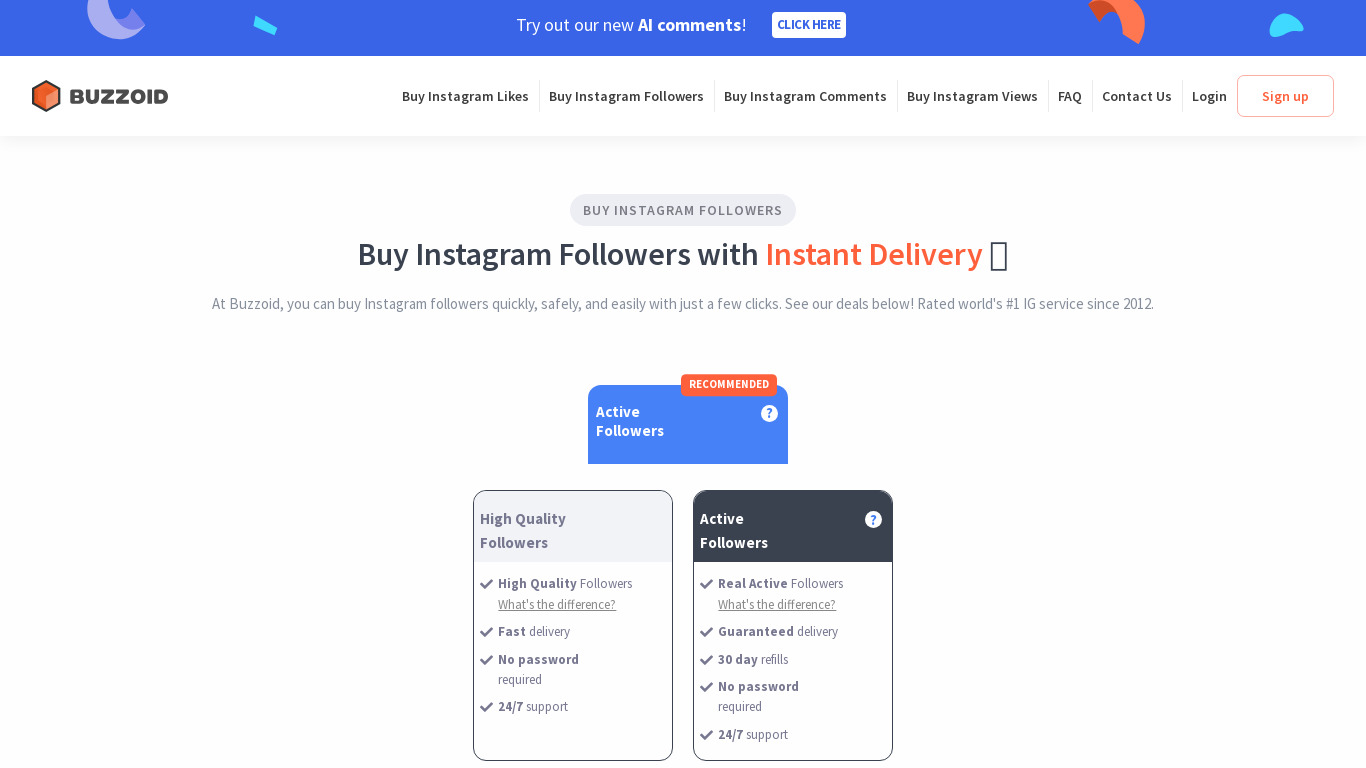 InstaPort Landing page