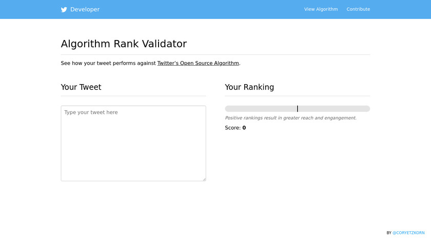 Twitter Algorithm Rank Validator Landing Page