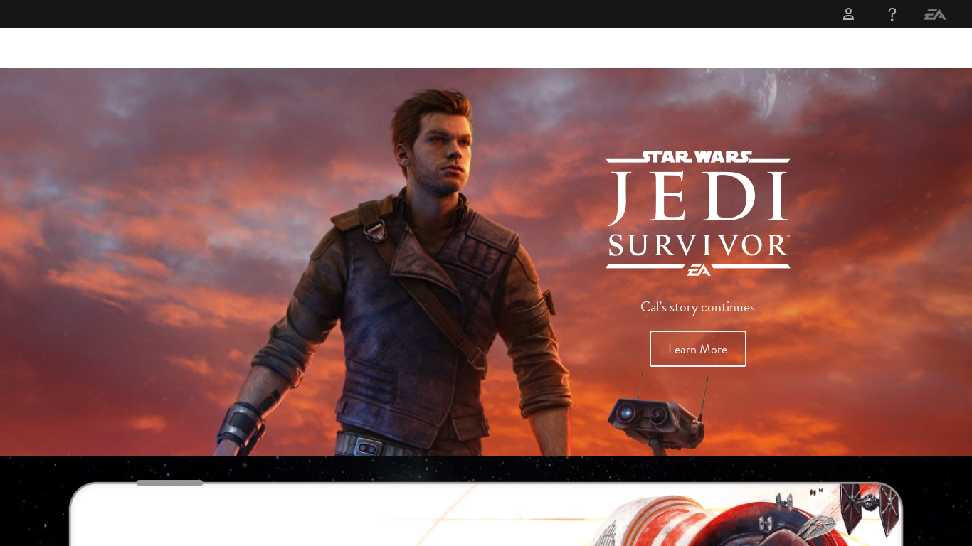 EA Star Wars Landing page