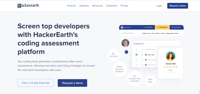 HackerEarth Assessments Landing Page