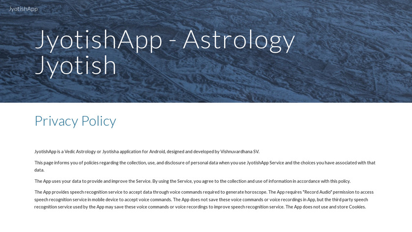JyotishApp - Astrology Jyotish Landing Page