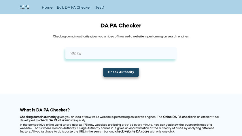 DA PA Checker Landing Page