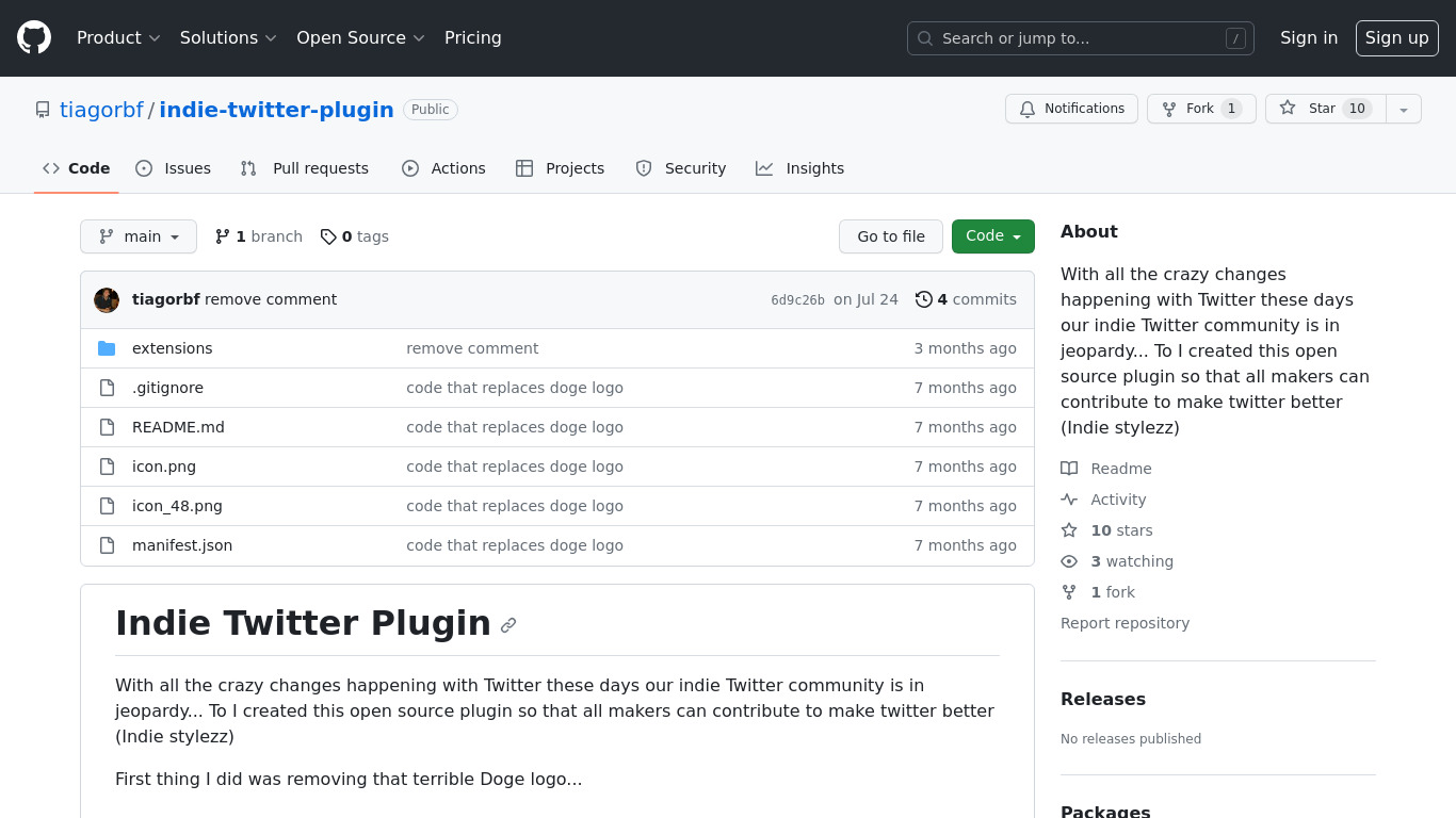 Indie Twitter Plugin Landing page