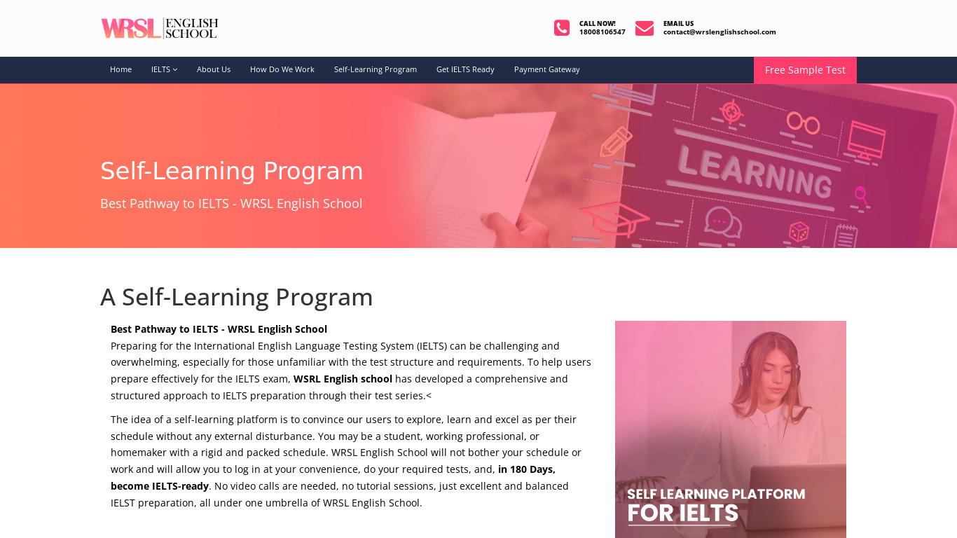 A Self-Learning Program Landing page