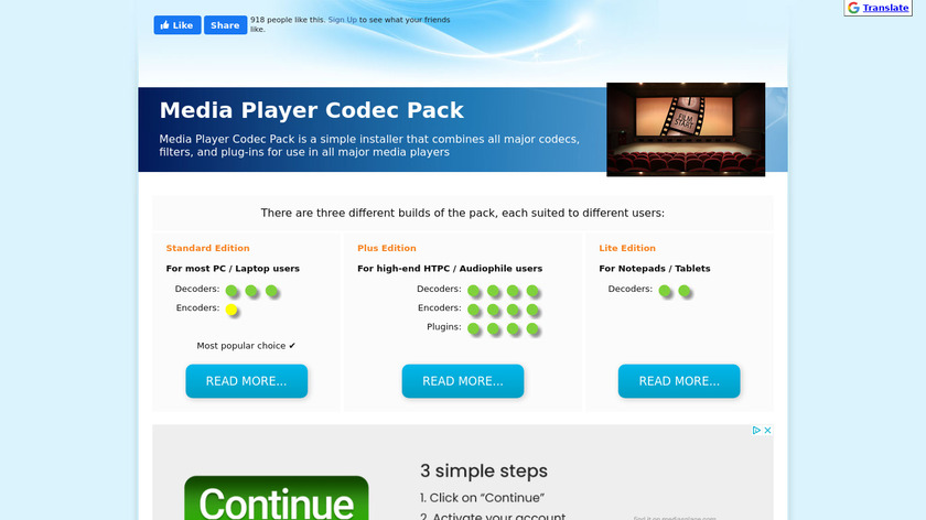 Media Player Codec Pack Landing Page