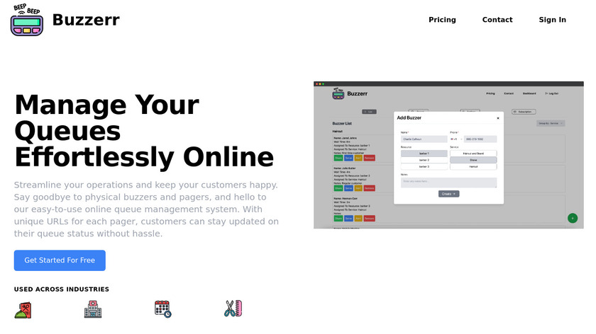 Buzzerr Landing Page