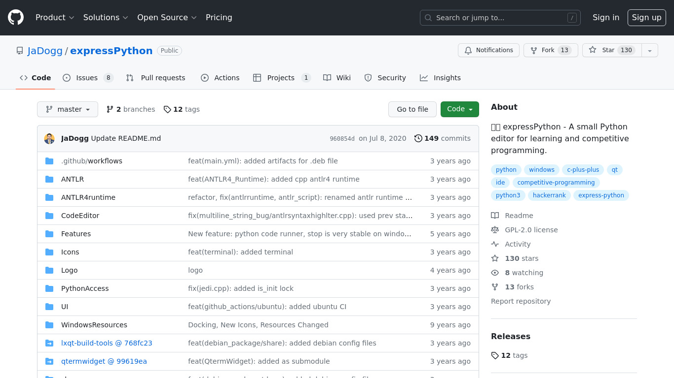 expressPython Landing page