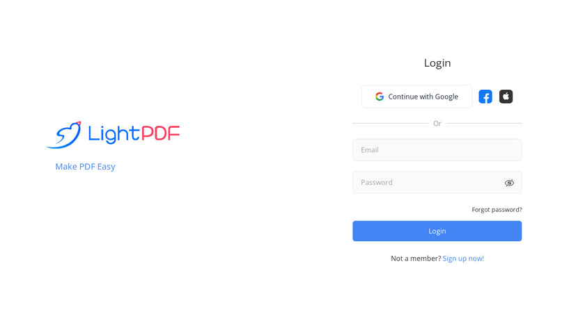 LightPDF AI for Docs Landing Page