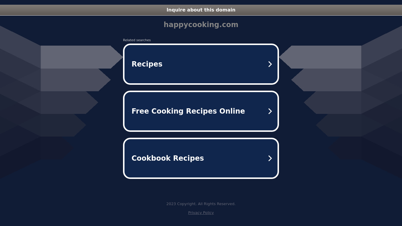 Happy Cooking Landing page