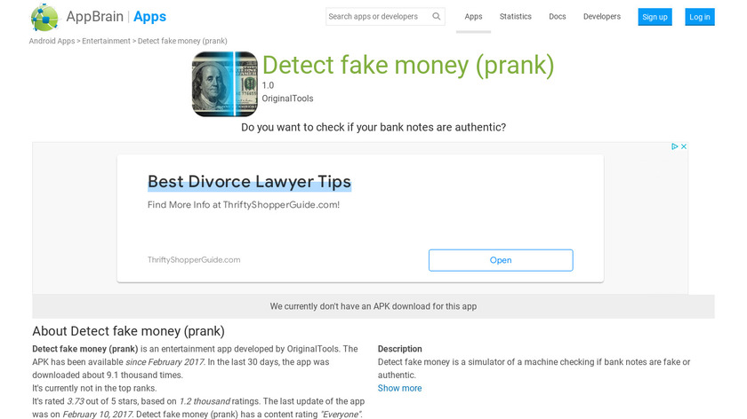 Detect fake money (prank) Landing Page