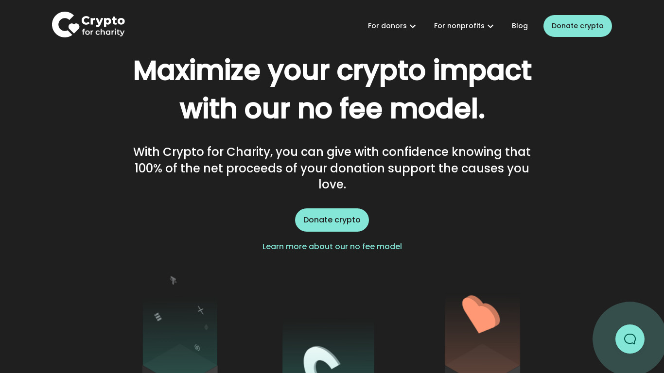 Crypto for Charity Landing page