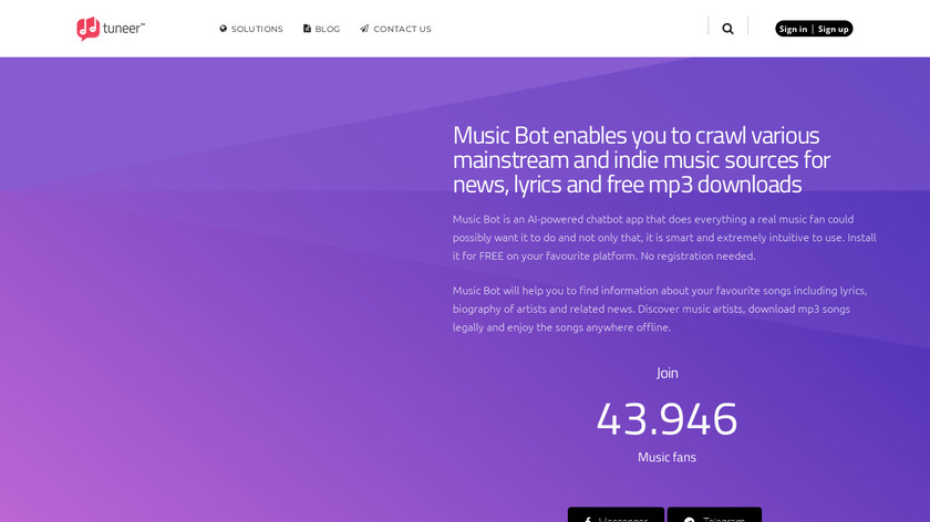 Tuneer.net Music Bot Landing Page