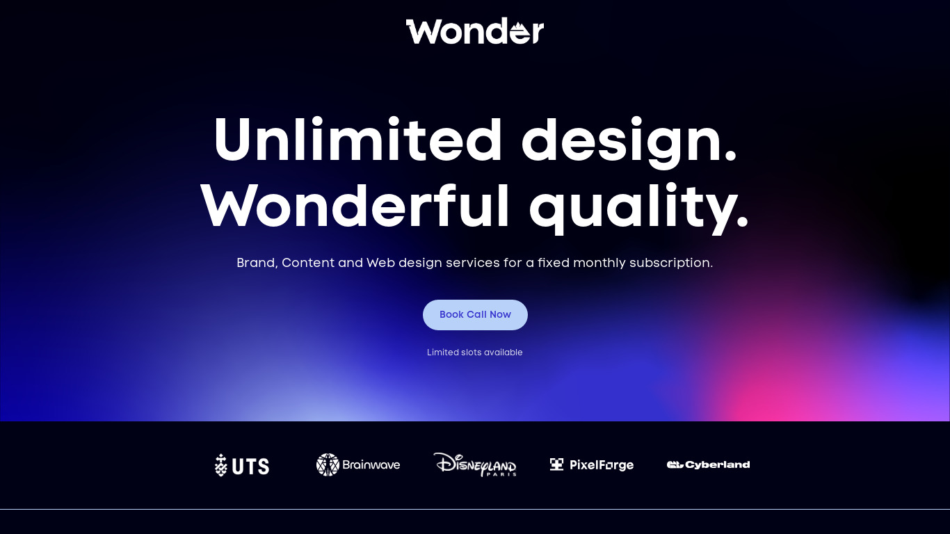 Wonder Design Landing page