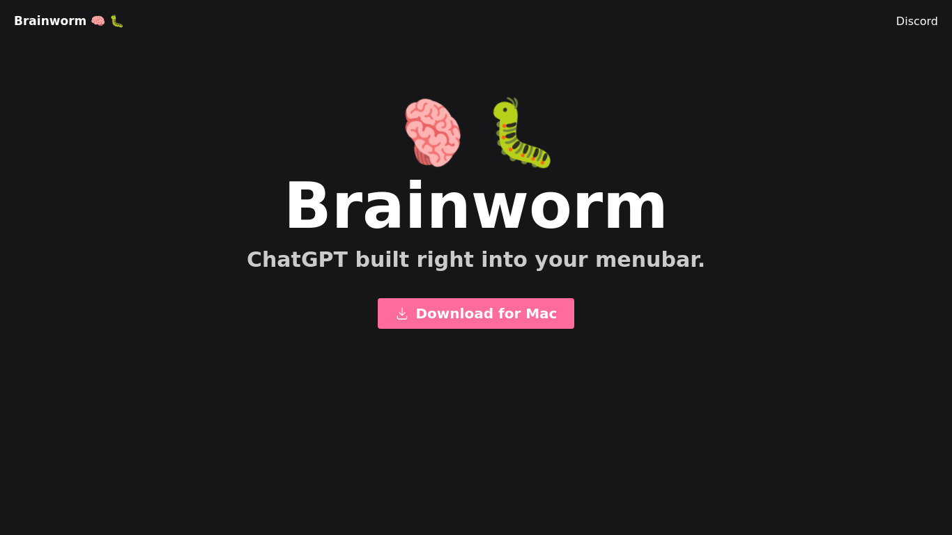 Brainworm Landing page