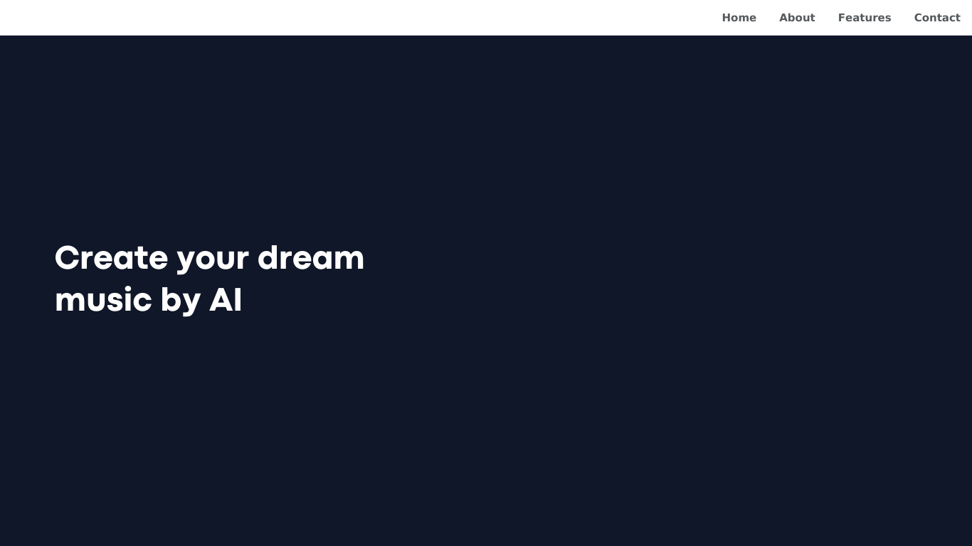AI Song Generator Music Maker Landing page