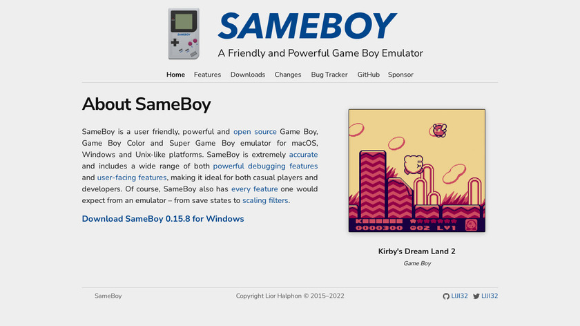 SameBoy Landing Page