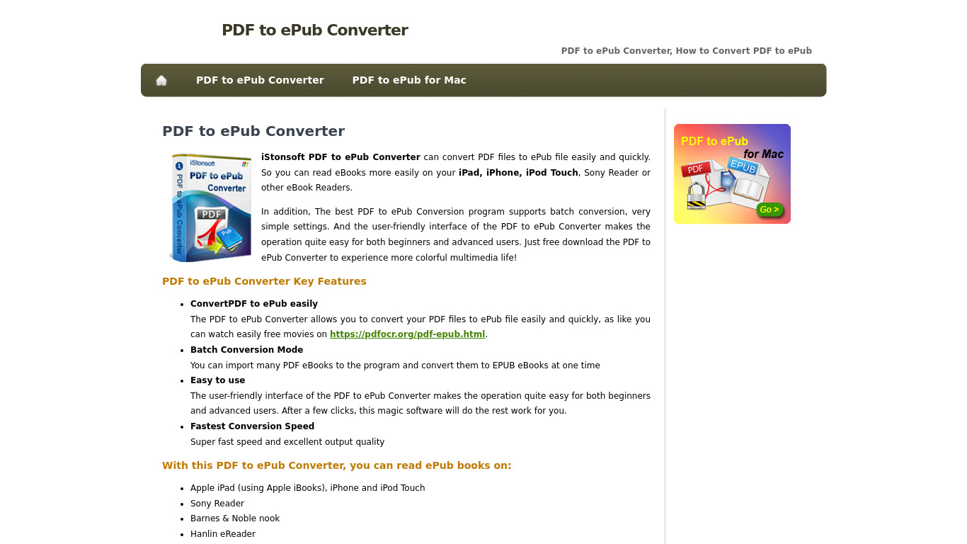 pdf-to-ipad-converter.com Landing page