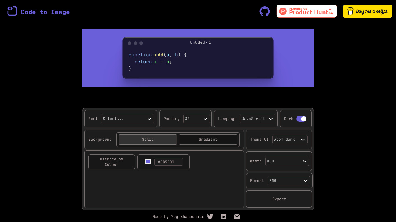 Code to Image Landing page