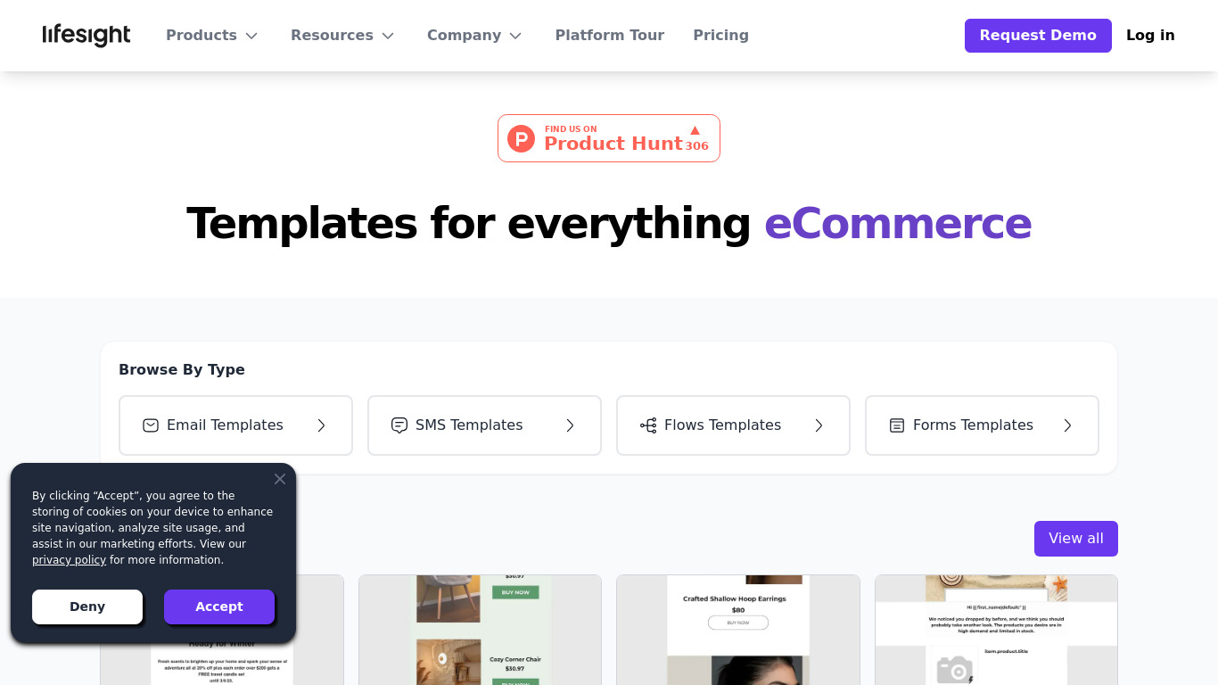 eCom Template Library Landing page