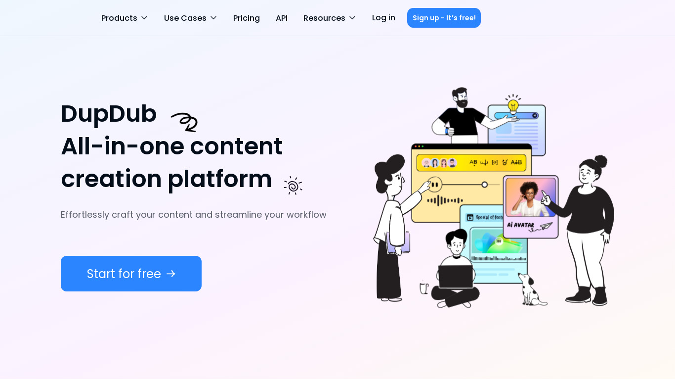 DupDub Landing page